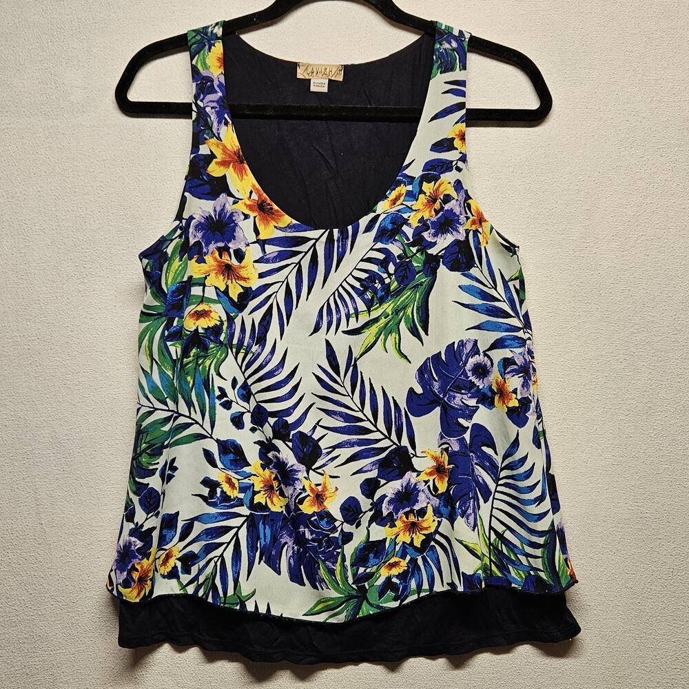Lavish Sleeveless Blouse Women's Size S Tropical Flower layered Tank Top 134602